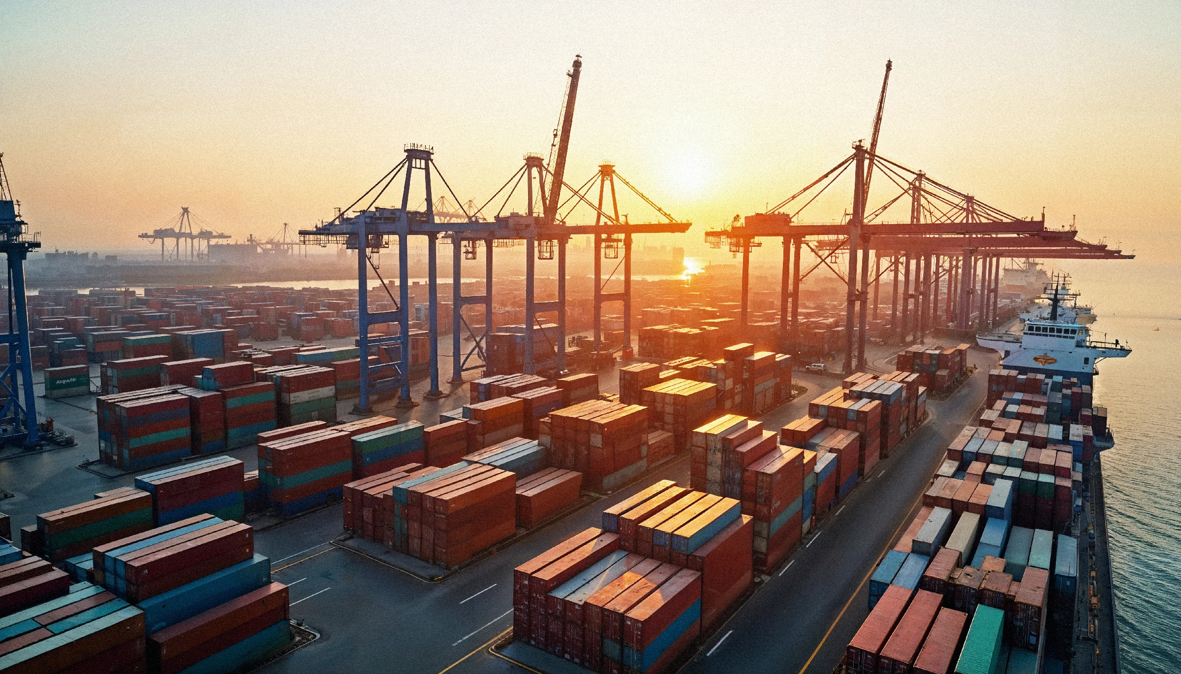 cargo-ship-port-sunset